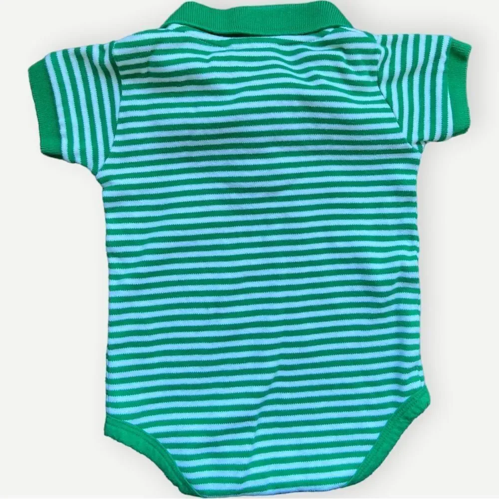 Creative Knitwear Baby Green Short Sleeve Shamrock Irish Polo Onesie. 0-3 Months